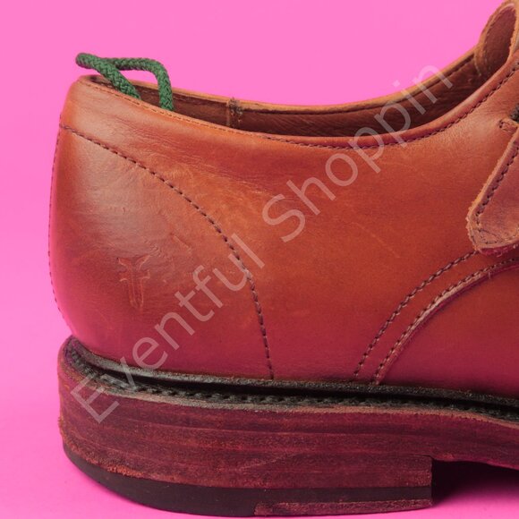 Frye Shoes Mens 9.5 D Brown Dress Burnished Cap Toe Double Monk Strap Oxfords - Picture 10 of 15